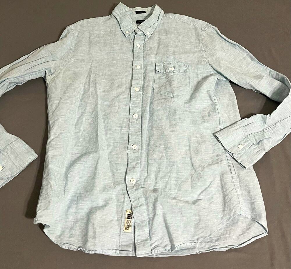 J.Crew Baird McNutt Irish Linen Shirt Mens L Slim Light Blue Button Down